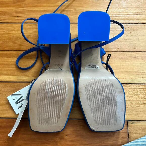 Zara blue strappy platform heels US8 - Picture 6 of 6